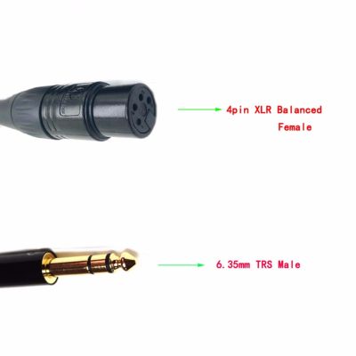 TOP-HiFi Single Crystal Copper 6.35mm TRS 3pin Male to 4pin XLR Balanced Female Audio Adapter Cable 14 6.35mm to XLR