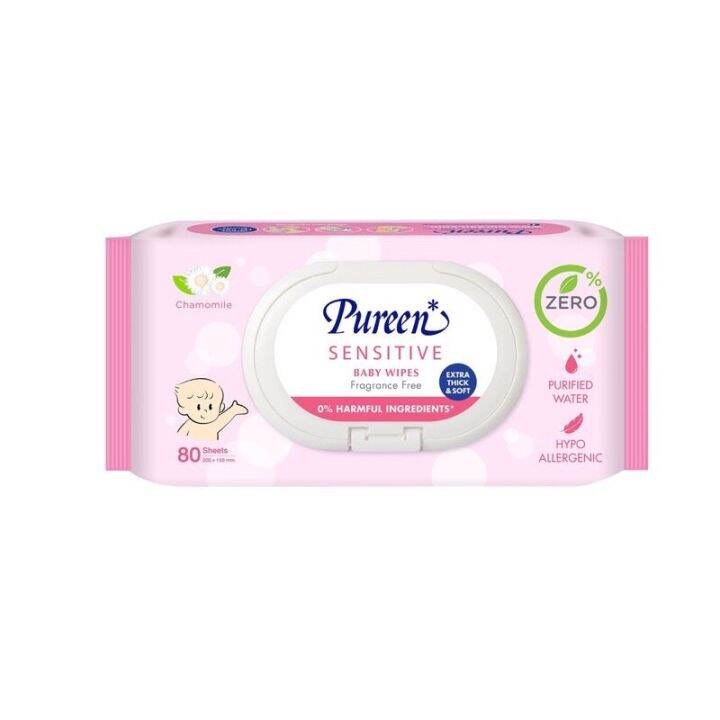 pureen-เพียวรีน-ยกลัง12แพค-pureen-ทิชชู่เปียก-sensitive-สูตรอ่อนโยนไม่มีน้ำหอม-พร้อมสารสกัดคาโมมายด์-80แผ่น-แพค