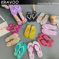 Nh KRAVOO รองเท้าผู้หญิงสีผสมรองเท้าแตะหญิงรองเท้าแตะผู้หญิงรองเท้าส้นเตี้ยผู้หญิงรองเท้าผู้หญิงตัวอักษรรองเท้าเดินชายหาด2023ฤดูร้อน