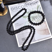 8mm Black Onyx Bead Necklace 10mm celet Set Men and Women Beaded Choker Long Necklace Jewelry