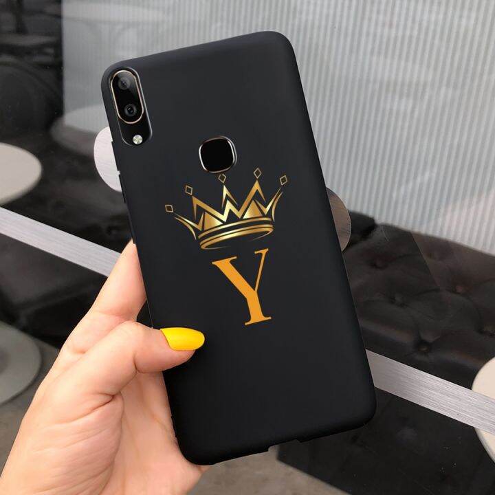 สำหรับ-vivo-v11i-เคสมือถือซิลิโคนนิ่มมงกุฎดอกไม้ตัวอักษรผ้าหุ้มหลังทาสี1for-vivov11-v-11i-806เคสใส่โทรศัพท์