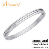 555jewelry กำไลข้อมือ แฟชั่น สแตนเลสสตีล แท้ ดีไซน์ ประดับเพชร CZ รุ่น MNC-BG482