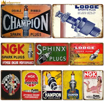 Champion Spark Plugs Tin Metal Sign Man Cave Decor Garage Gifts