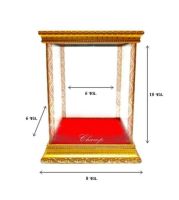 ตู้กระจก ตู้ครอบพระ ตู้โชว์พื้นกำมะหยี่สีแดง ขนาดภายนอก 8x8x12.5 ซม. ขนาดภายใน 6x6x10 ซม.