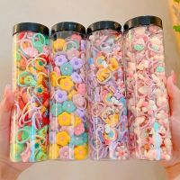 40pcs/Set Baby Girls Cute Cartoon Flower Thumb Ring Scrunchies Rubber Bands Children Sweet No Hair Damage Kid Hair Accessories