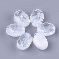 100pc  Acrylic Beads for Name Bracelets &amp; Jewelry Making Imitation Gemstone Faceted Oval Clear &amp; White 14x10x6.5mm Hole: 1.6mm