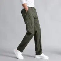 Mens Casual Trousers Cotton Elastic Waist Long Len Multi-pocket Plus Tall 5XL Mens Clothing Big Size Cargo Sporting Pants