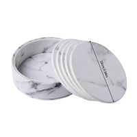 1Pc/7Pcs Artificial Leather Marble Coaster Drink Coffee Cup Mat Table Placemats Round Heat-resistant Tea Pad Table Pad Holder