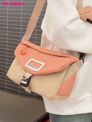 Contrast Color Saddle 2023 New Ins Shoulder Student All-Match Canvas Messenger