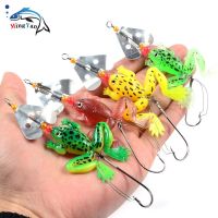 1PCS Spinning Spoon Swim Bionic Frog Soft Lure 9cm 6.2g Silicone Artificial Bait with Weedless Barbed Hook Pesca Fishing Tackle