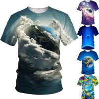 COD lianshai 2021 Summer Mens Graphic 3D Galaxy 3D Print Planet Earth T-shirt Short-sleeved Daily Top Round Neck Casual Tops Oversized Tees