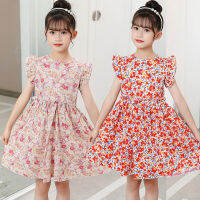 2022 Summer New Cute Girls Dresses Full-floral Printed Peatal Sleeveless Casual Dress for 1-12 Years Toddler Bigger Child