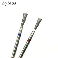 HYTOOS Inverted Cone Russian Cuticle Bit 3x8mm Diamond Nail Drill Bits Electric Manicure Drill Rotary Burr Nails Accessories