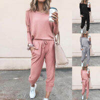 Feng Qi shopFashion Ladies Casual Loose Drawstring Solid Color Long Sleeve Sports Suit