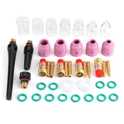 41Pcs/Lot TIG Welding Torch Nozzle Ring Cover Gas Lens Glass Cup Kit for WP17/18/26 Welding Accessories Tool Kit Set