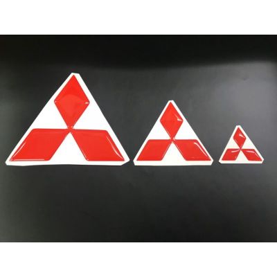 สติ๊กเกอร์เทเรซิ่น โลโก้มิตซูบิชิ สามเหลี่ยมสีแดง โลโก้ Mitsubishi logo ติดรถ แต่งรถ sticker มิตซูบิชิ โลโก้