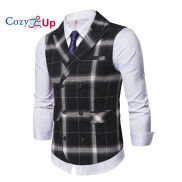 Cozy Up Suit Vest Men Sleeveless Business Plaid Casual Slim