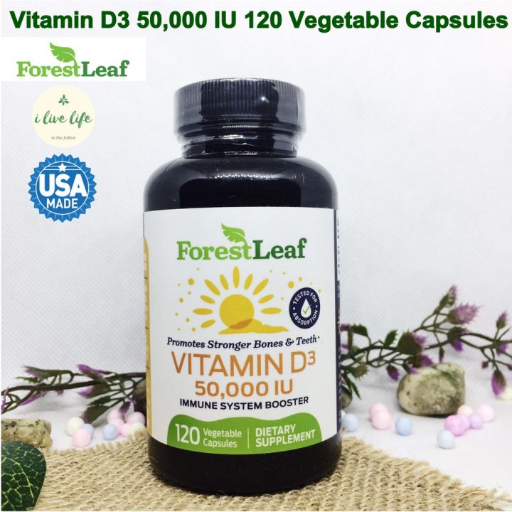 วิตามินดี-3-vitamin-d3-50-000-iu-weekly-supplement-120-vegetable-capsules-forestleaf-วิตามินดี-vitamind-3