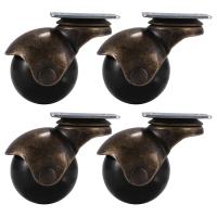 [4 Pack] Swivel Top Plate Hooded Ball Caster Wheels, Antique Bronze (1.5-inch No Brake)