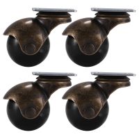 [4 Pack] Swivel Top Plate Hooded Ball Caster Wheels, Antique Bronze (1.5-inch No Brake)