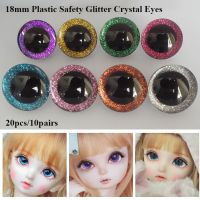 MANNIFEST 20pcs/10pairs 8สี ตางานฝีมือตา พร้อมเครื่องซักผ้า 18mm ครับ ตาคริสตัลแวววาว ของใหม่ พลาสติกทำจากพลาสติก ชิ้นส่วนของเล่นยัดไส้ อุปกรณ์ตุ๊กตา DIY