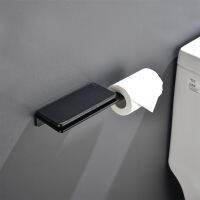 Aluminum Toilet Paper Holder Black Shelf Tissue Rack Paper Roll Hanger Wall Mounted Bathroom Accessories Hardware Anodize Euro Toilet Roll Holders