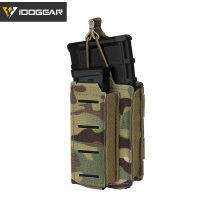 IDOGEAR Tactical LSR 9mm 556 Mag Pouch Double Mag Carrier Single MOLLE Pouch Cut open top 3569