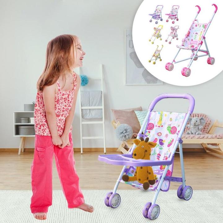 toy-stroller-foldable-kid-stroller-with-bottom-basket-dress-girls-stroller-ages-3-kids-gift-toy-girl-doll-accessories-girls-toy-dependable