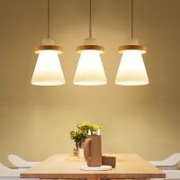 ✑☇ Nordic Chandelier Japanese Style Log Restaurant Lamp 3 Heads Bedside Bedroom Bar Small Chandelier Modern Minimalist Dining Lamp