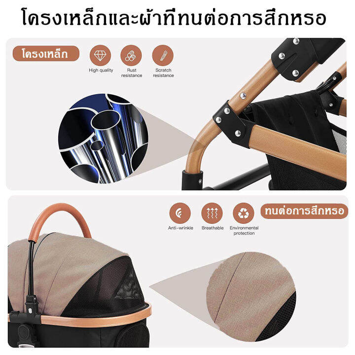 select-sea-cod-รถเข็นสัตว์เลี้ยง-3in1-รถเข็นสุนัขและแมว-4-ล้อ-โครงสร้างแข็งแรง-pet-trolley-ถอดตะกร้าเป็นคาร์ซีทได้