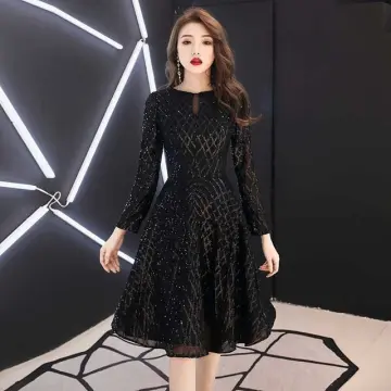 black long sleeve semi formal dress