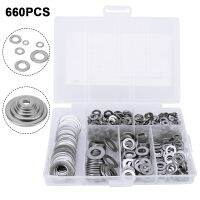 660pcs/Box Stainless Steel Washer Plain Flat Washer Set Screw Fastener Hardware Accessories M3 M4 M5 M6 M8 M10 Nails  Screws Fasteners