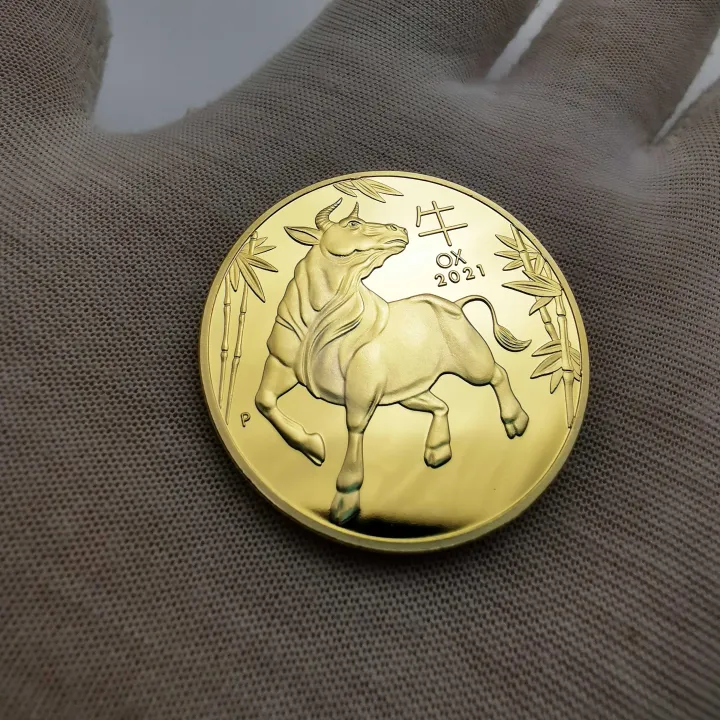 Bull symbol of the year 2021 1OZ Gold Silver Lunar Year Of Ox Cattle ...