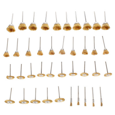 40Pcs Dremel Accessories Brass Wire Wheel Brushes Rotary Tools Burr Abrasive Tools Deburring for Mini Drill Polishing Grinding