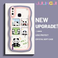 Jlingji เคสสำหรับ Infinix Smart 4เคส X653 4C อัจฉริยะรูปแพนด้าน่ารัก Colour Wave Border TPU ใสนุ่มกันกระแทกเคสมือถือเคสกล้องสุดสร้างสรรค์ทนต่อการสึกหรอซิลิกาเจลฝาครอบป้องกัน