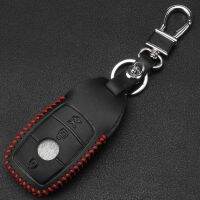 ☫ jingyuqin 3 Buttons Remote Hand-stitched leather Case Cover Fob For Mercedes Benz AMG 2017 E Class W213 Holder