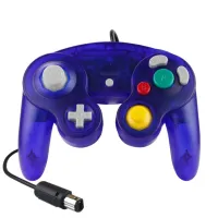 จอยควบคุมเกมมีสายที่มีสีสันสำหรับจอยสติ๊กสำหรับ GameCube คอนโซลจุดเดียวอุปกรณ์เสริมตัวควบคุม LSB3882โปร่งใส