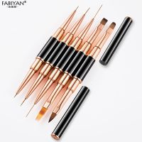 5Pcs Black Double head Nail Art UV Gel Extension Brushes Painting Tools French Stripe Drawing Liner Pen  Manicure Accessoires Artist Brushes Tools