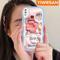 YIWESAN เคส M01s ปลอกสำหรับ Samsung A10s น่ารักลายดอกไม้สีชมพู3D กับกระต่ายเคสมือถือกันกระแทกแบบใสนิ่มเคสกล้องซิลิกาเจลฝาครอบป้องกันสุดสร้างสรรค์