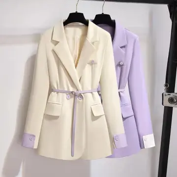 Áo khoác dáng dài - Purple Notch Lapel Neck Long Coat
