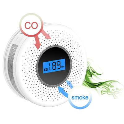 Combination Smoke Carbon Monoxide Detector Warning Tester Smoke CO Alarm Sensor Detector LCD Light Flashing Sound Home Security