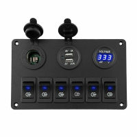 6 Gang LED แผงสวิตช์รถยนต์12V 24V Circuit Breakers Overload Protect Boat Rocker Switch Control Panel Set