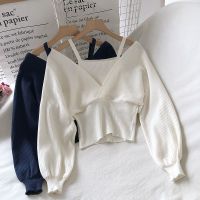 Large Size Womens Spring Off-the-Shoulder Pullover Sweater Top