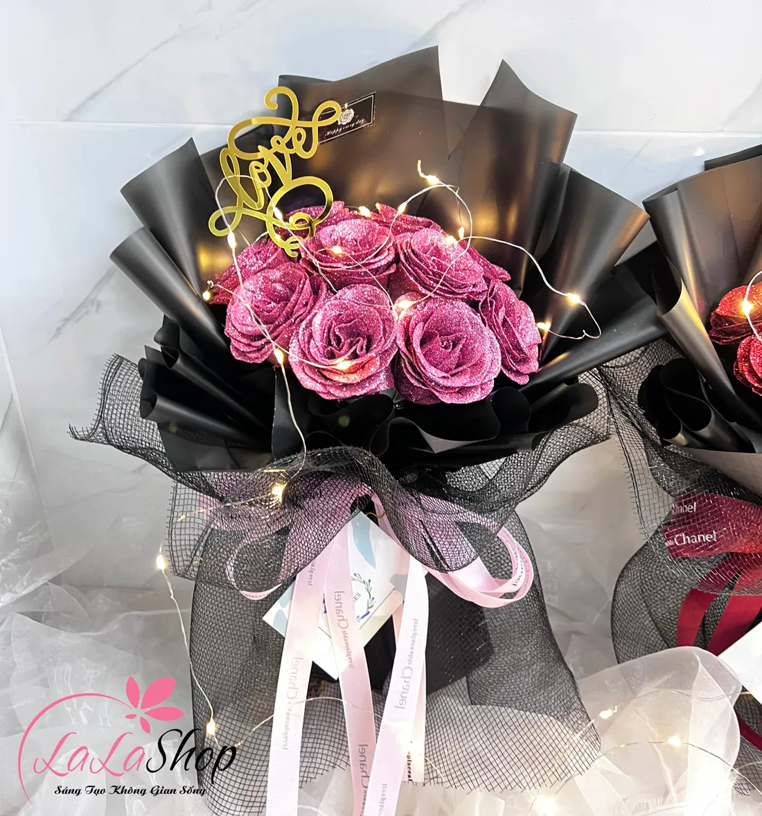 HCM] Bó 10 bông hoa hồng sáp nhũ kim tuyến hoa sáp tặng mẹ 8 3