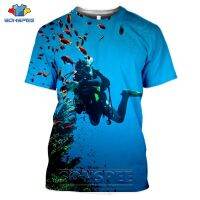 （Childrens adult size, in stock）Dive Into The Sea Underwater T-shirts 3D Print Diving Men Women Casual Fashion Tee Shirts Short Sleeve Streetwear Tops Clothes（can Customizable）