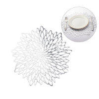 8 Pcs Coaster Table Mats PVC Hollowed-Out Table Placemat Non-Slip Mats Coffee Tea Place Mats Kitchen Decor,Silver