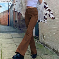 2021Womens stretch Flared brown jeans woman high waist black Jeans brown Pants undefined Womens pants Jean women clothing trousers