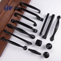 ♨ Black Cabinet Handles American Style Aluminum Alloy Kitchen Door Handle Drawer Knobs Furniture Handle Pulls Wardrobe Hardware