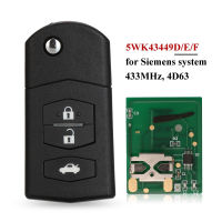 Jingzwiin 3BTN flip Car REMOTE Key FOB สำหรับ MAZDA 5WK43449D5WK43449E5WKK434 9F 433MHz Demio M3 Axela M5 Premacy M6 atenzan