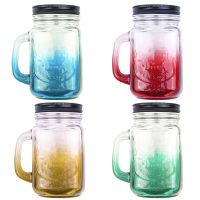 Fashionable Vintage Mason Glass Drinking Jar Bottles Cup 500ML/17oz, Red